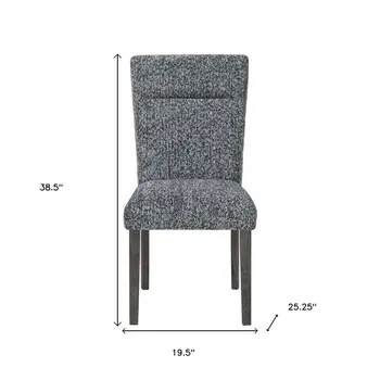 Set of Two Gray and Brown Upholstered Fabric Dining Side Chairs