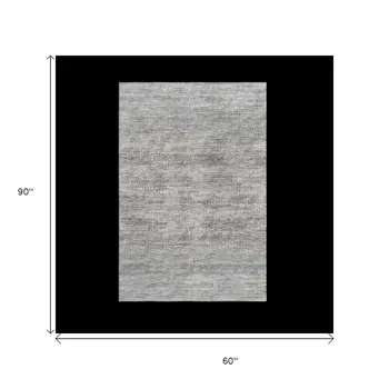 5' X 8' Silver And Charcoal Abstract Washable Indoor Outdoor Area Rug