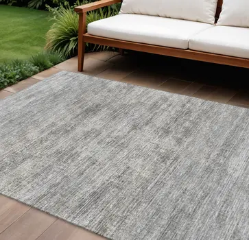 8' X 10' Silver And Charcoal Abstract Washable Indoor Outdoor Area Rug