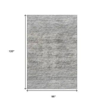 8' X 10' Silver And Charcoal Abstract Washable Indoor Outdoor Area Rug