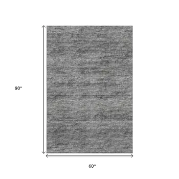 5' X 8' Gray And Ivory Abstract Washable Indoor Outdoor Area Rug