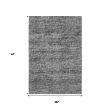 8' X 10' Gray And Ivory Abstract Washable Indoor Outdoor Area Rug