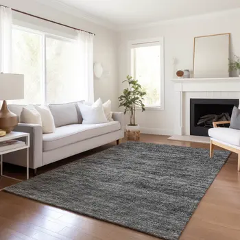 9' X 12' Gray And Ivory Abstract Washable Indoor Outdoor Area Rug