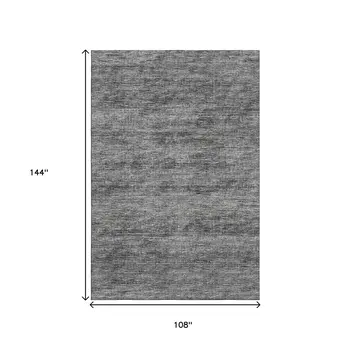 9' X 12' Gray And Ivory Abstract Washable Indoor Outdoor Area Rug