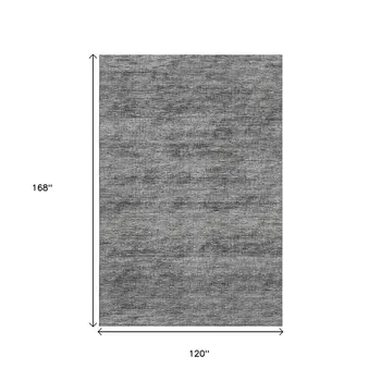 10' X 14' Gray And Ivory Abstract Washable Indoor Outdoor Area Rug