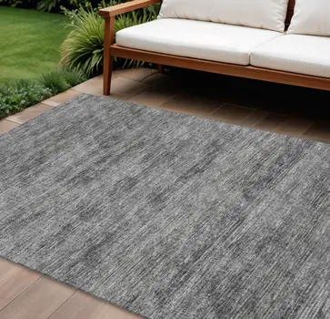 10' X 14' Gray And Ivory Abstract Washable Indoor Outdoor Area Rug
