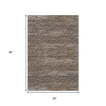 3' X 5' Brown And Gray Abstract Washable Indoor Outdoor Area Rug