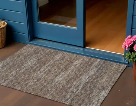3' X 5' Brown And Gray Abstract Washable Indoor Outdoor Area Rug