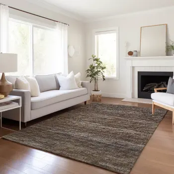 5' X 8' Brown And Gray Abstract Washable Indoor Outdoor Area Rug
