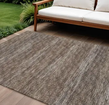 10' X 14' Brown And Gray Abstract Washable Indoor Outdoor Area Rug