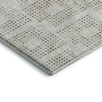5' X 8' Beige And Chocolate Geometric Washable Indoor Outdoor Area Rug