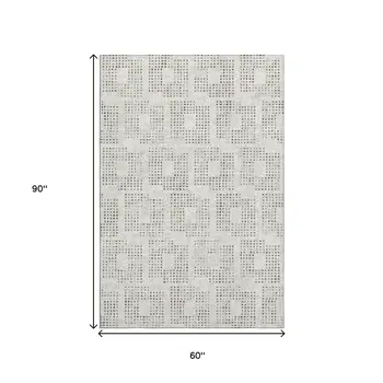 5' X 8' Beige And Chocolate Geometric Washable Indoor Outdoor Area Rug