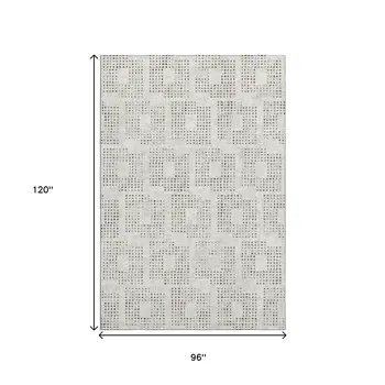 8' X 10' Beige And Chocolate Geometric Washable Indoor Outdoor Area Rug