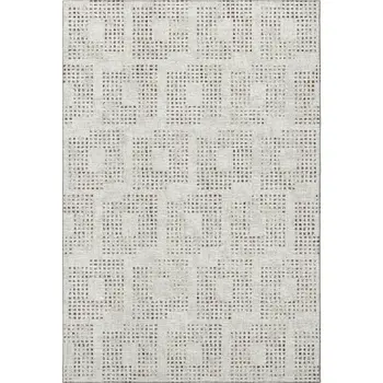 9' X 12' Beige And Chocolate Geometric Washable Indoor Outdoor Area Rug