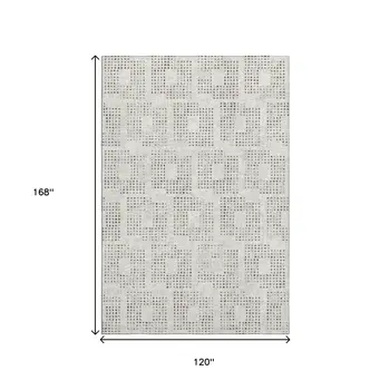 10' X 14' Beige And Chocolate Geometric Washable Indoor Outdoor Area Rug