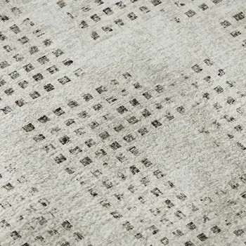 10' X 14' Beige And Chocolate Geometric Washable Indoor Outdoor Area Rug