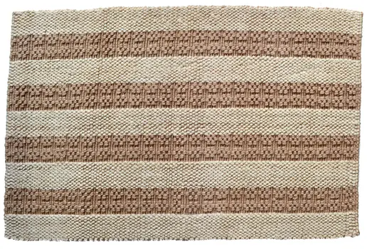 2' X 3' Beige And Brown Jute Striped Hand Woven Area Rug