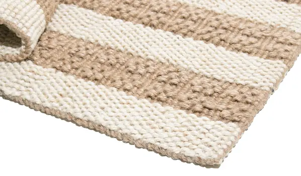 2' X 3' Beige And Brown Jute Striped Hand Woven Area Rug