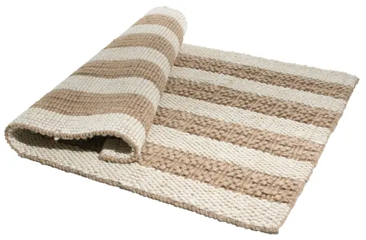 2' X 3' Beige And Brown Jute Striped Hand Woven Area Rug