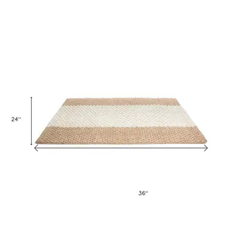 2' X 3' Beige And Brown Jute Striped Hand Woven Area Rug