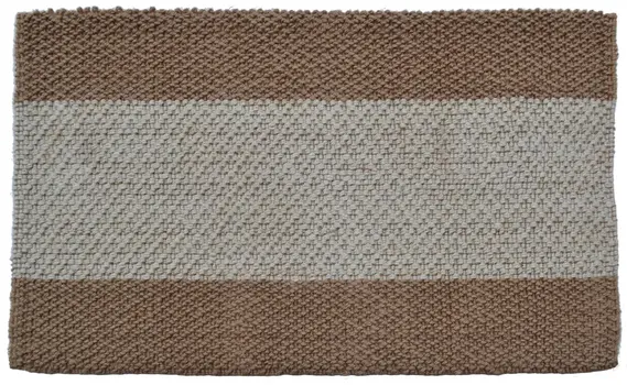 2' X 3' Brown And Beige  Jute Striped Hand Woven Area Rug