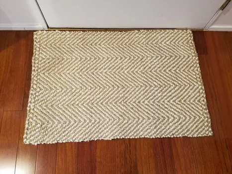 2' X 3' Beige And Brown Jute Abstract Geometric Hand Woven Area Rug