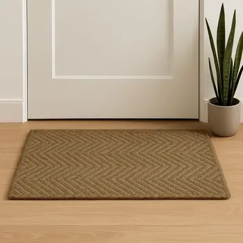 2' X 3' Beige And Brown Jute Chevron Hand Woven Area Rug