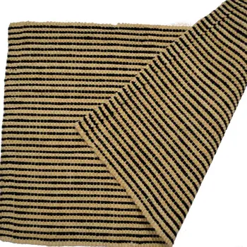 2' X 3' Black And Brown Jute Striped Hand Woven Area Rug