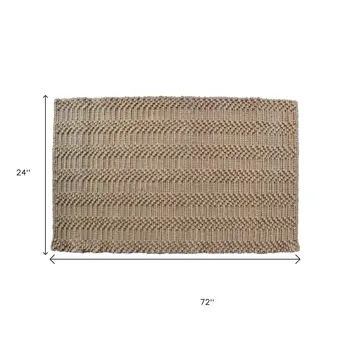 6' Natural Jute Abstract Hand Woven Area Rug