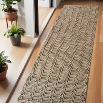 6' Natural Jute Abstract Hand Woven Area Rug