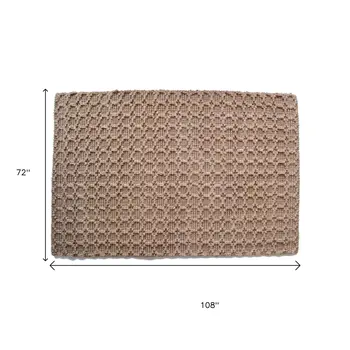6' X 9' Beige And Brown Jute Geometric Hand Woven Area Rug