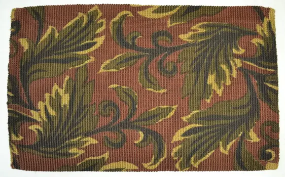 2' X 3' Brown And Green Jute Botanical Leaves Hand Woven Area Rug