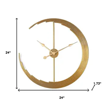24" Gold Glass Analog Round Wall Clock
