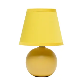 9" Yellow Ceramic Round Table Lamp With Yellow Drum Shade