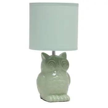 13" Sage Ceramic Novelty Table Lamp With Sage Drum Shade