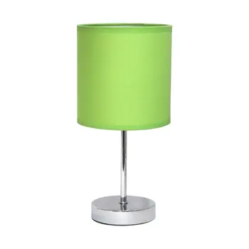12" Silver Metal Table Lamp LED With Green Drum Shade