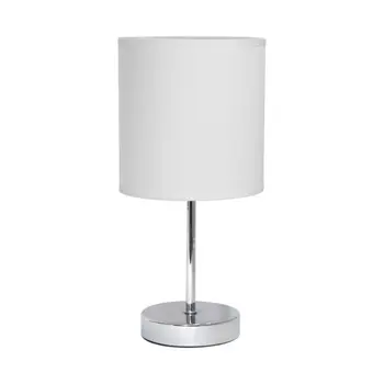 12" White Metal Table Lamp LED With White Drum Shade