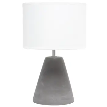 14" White Concrete Novelty Table Lamp With White Drum Shade