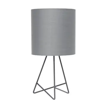 14" Gray Metal Tripod Table Lamp LED With Gray Drum Shade