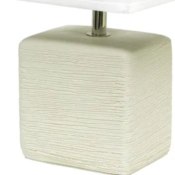 12" Off White Ceramic Square Table Lamp With White Shade