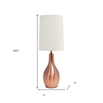 20" Rose Gold Metal Novelty Table Lamp With White Drum Shade