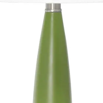27" Green Metal Table Lamp With White Drum Shade