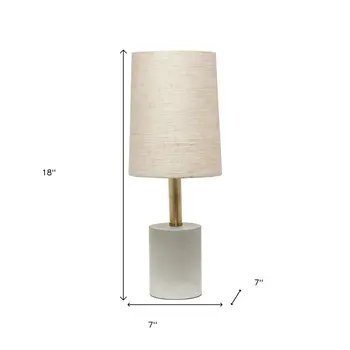 18" Gray And Gold Concrete Table Lamp With Khaki Drum Shade