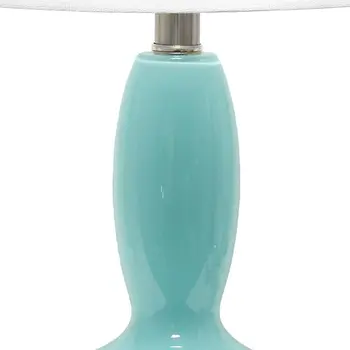 23" Light Blue And Silver Glass And Metal Novelty Table Lamp With White Drum Shade
