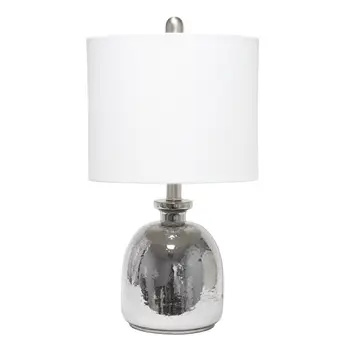 20" Gray Glass Novelty Table Lamp With White Drum Shade