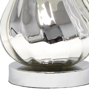 21" Silver Glass And Metal Round Table Lamp With White Drum Shade