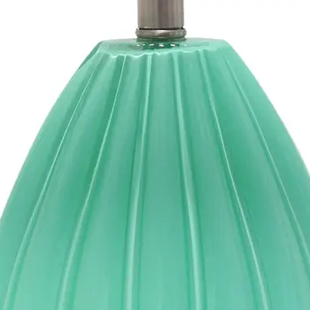 23" Sea Green And Silver Glass And Metal Novelty Table Lamp With White Drum Shade