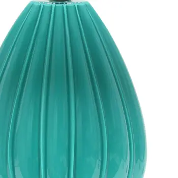 23" Teal Blue And Silver Glass And Metal Novelty Table Lamp With White Drum Shade
