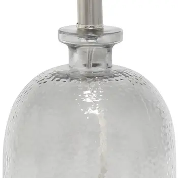 20" Gray Glass Round Table Lamp With White Drum Shade