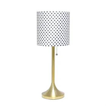 21" Gold Metal Table Lamp With White Drum Shade